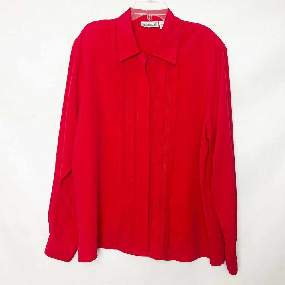 Christie & Jill Vintage Red Button Down Top Size 14
